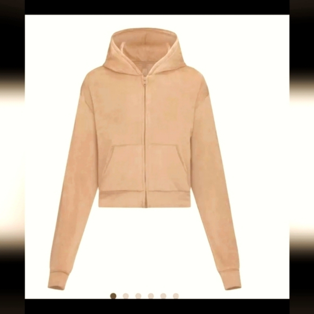 New Women's SKIMS Velour Sweater Hoodie DSK Size 4XL Gym Crop Sport Dusk